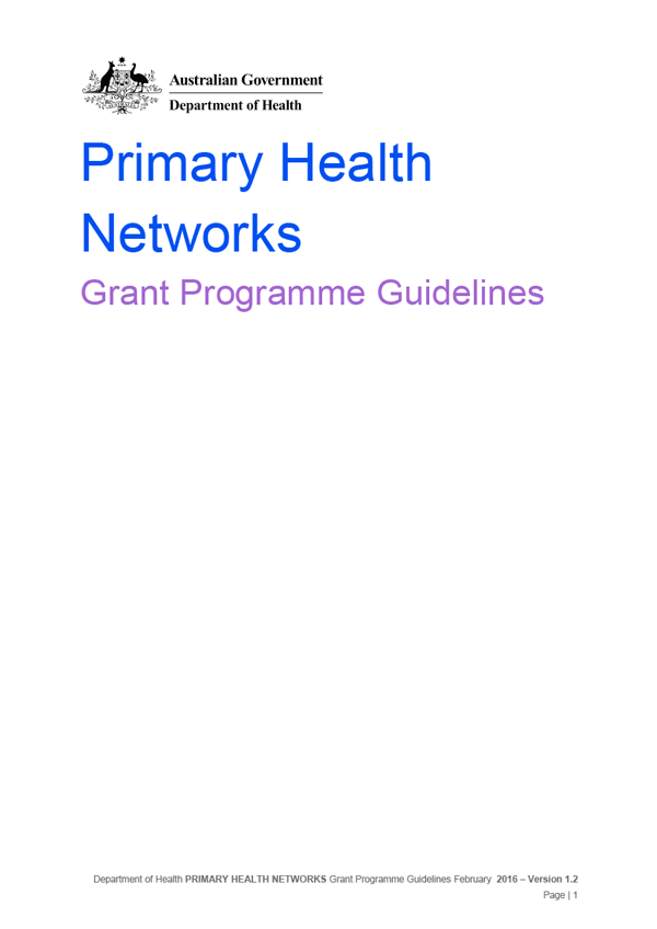 PHN Grant Program Guidelines